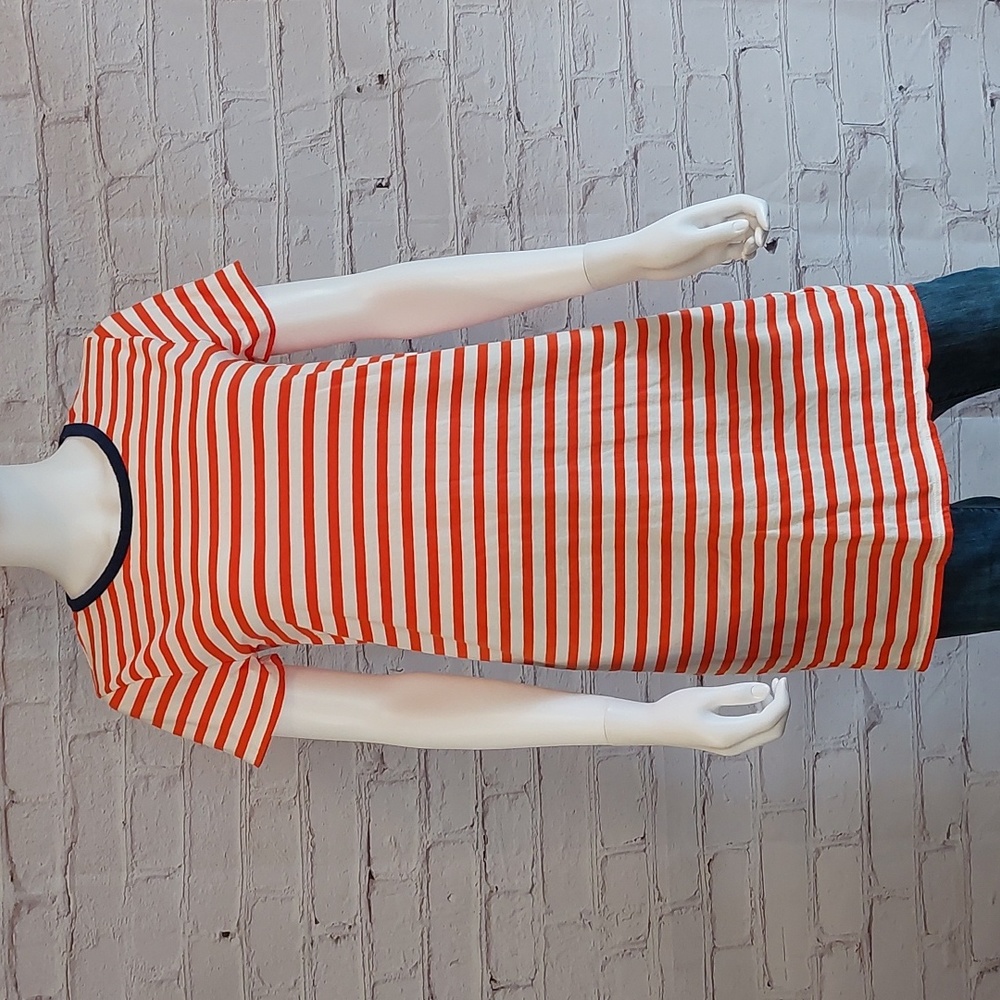 J. Crew Red White Stripe Shirt Dress S Small Reimagined Cotton T-shirt